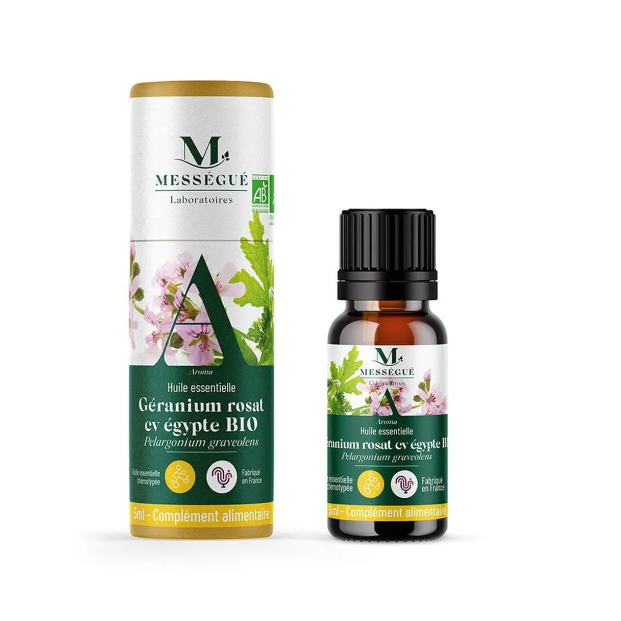 Huile essentielle géranium rosat cv égypte bio Mességué 5ml