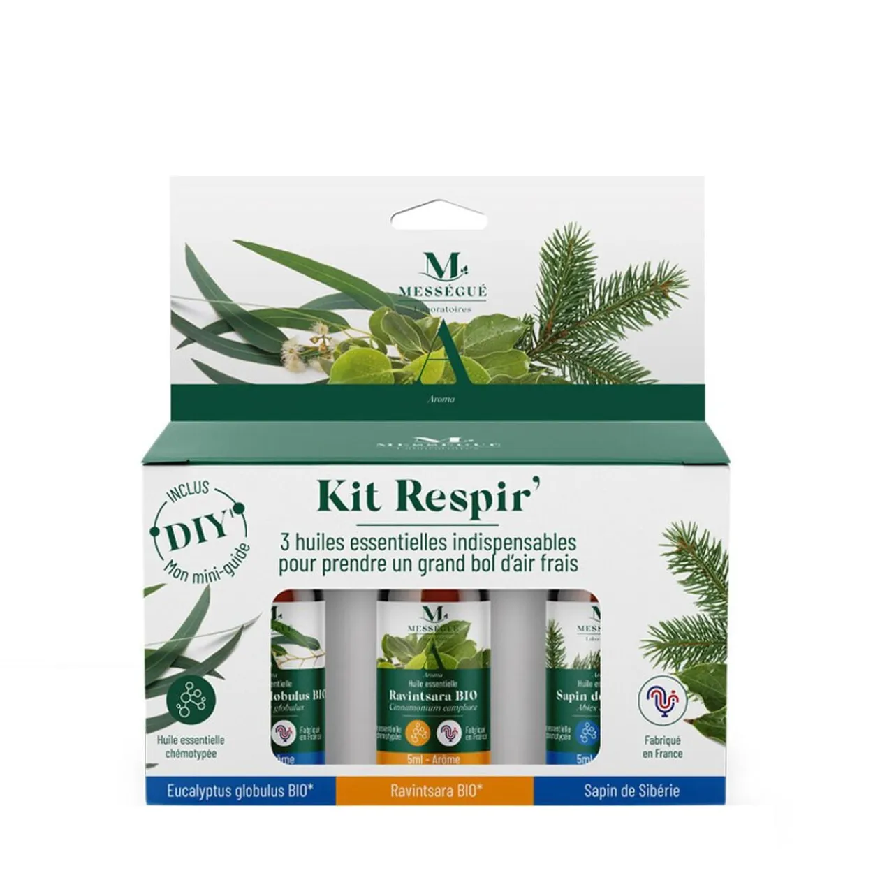 Huile essentielle x3 kit respire Mességué eucalyptus ravintsara sapin 3x5ml