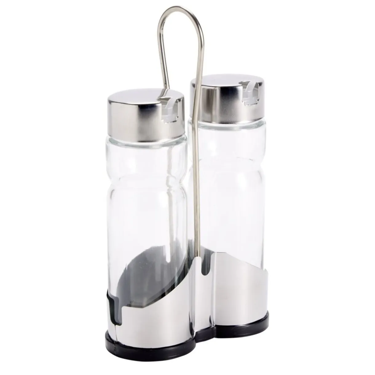 Huilier et vinaigrier en verre avec support métallique 11,5x5,5xH19,5cm < Gifi Sale