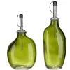 Huilier et vinaigrier 250ml 2 pièces verre et acier vert olive