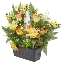 Jardinière columbarium H47 cm orange - Fleur artificielle
