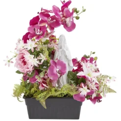 Jardinière columbarium H45 cm rose - Fleur artificielle