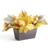 Jardinière de fleurs artificielles thème automne et champignon 25x40xH28cm