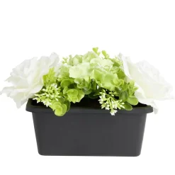Jardinière fleur artificielle hortensia et rose blanc 7 tiges < Gifi Clearance