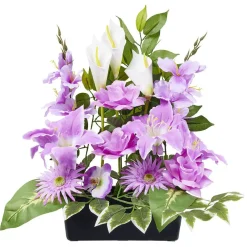 Jardinière Glaïeuls et Arums - Fleur artificielle - Violet