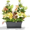 Jardinière lestée de fleurs artificielles automne et champignon 57x33xH47cm < Gifi New