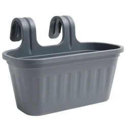 Jardinière pour balcon en plastique gris 38x18xH26cm