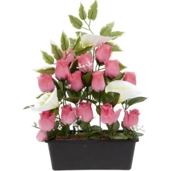 Jardinière rose/arum 20 têtes blanc et rose < Gifi Sale