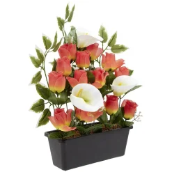 Jardinière rose/arum 20 têtes blanc et orange < Gifi Sale