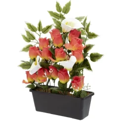 Jardinière rose/arum 20 têtes blanc et orange < Gifi Sale