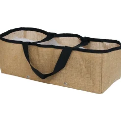 Jardinière souple avec poignées jute naturel et noir L50cm