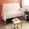 Jeté de canapé à pompons 170x250cm coton recyclé noir ou beige < Gifi Outlet