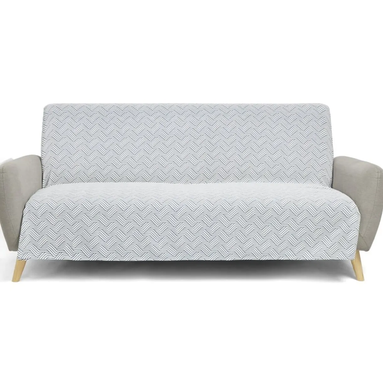 Jeté de canapé 170x250cm coton motif bayadère blanc et bleu < Gifi Clearance