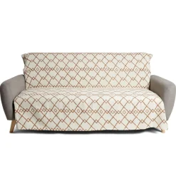 Jeté de canapé 170x250cm 100% coton motif berbère blanc et bleu