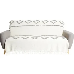 Jeté de canapé 170x250cm 100% coton tufté beige et gris < Gifi Outlet