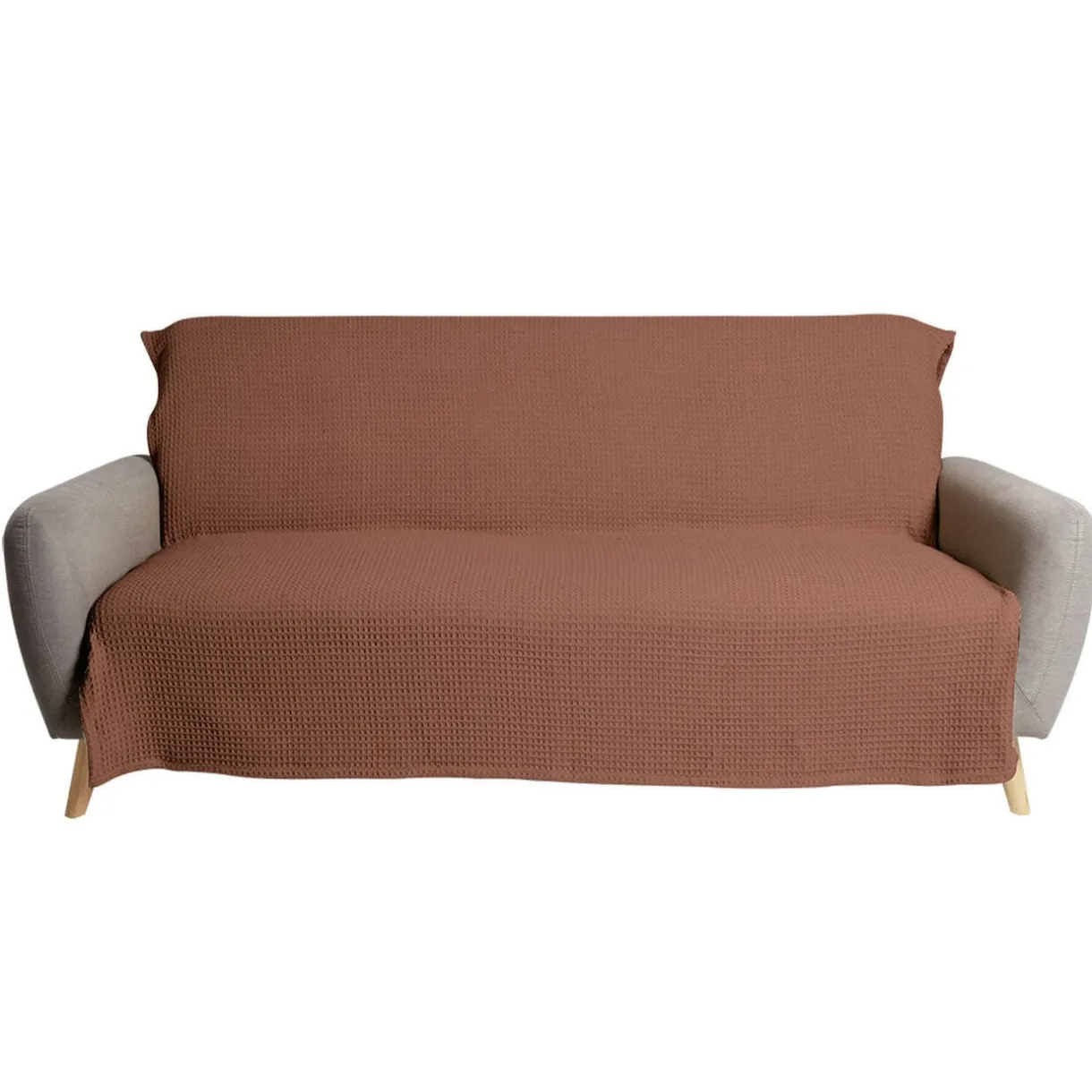 Jeté de canapé 170x250cm polycoton gaufré terracotta < Gifi Outlet