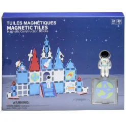 Jeu construction enfant garçon tuiles magnétiques x37 thème espace bleu < Gifi Online