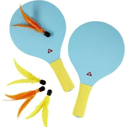 Jeu de raquette en bois avec poignée renforcée et volants