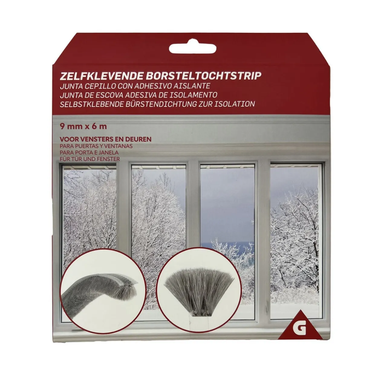 Joint brosse adhésif d'isolation pour porte et fenêtre 9mmx6m blanc
