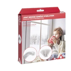 Joint brosse adhésif d'isolation pour porte et fenêtre 9mmx6m blanc