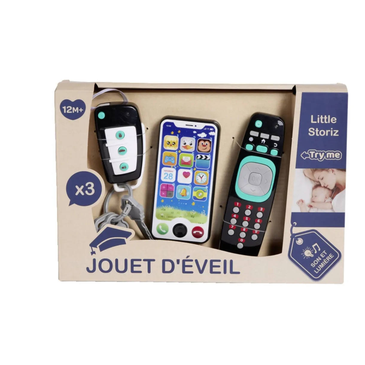 Jouet d'éveil électronique 3 pièces téléphone/télécommande/clé de voiture < Gifi Sale