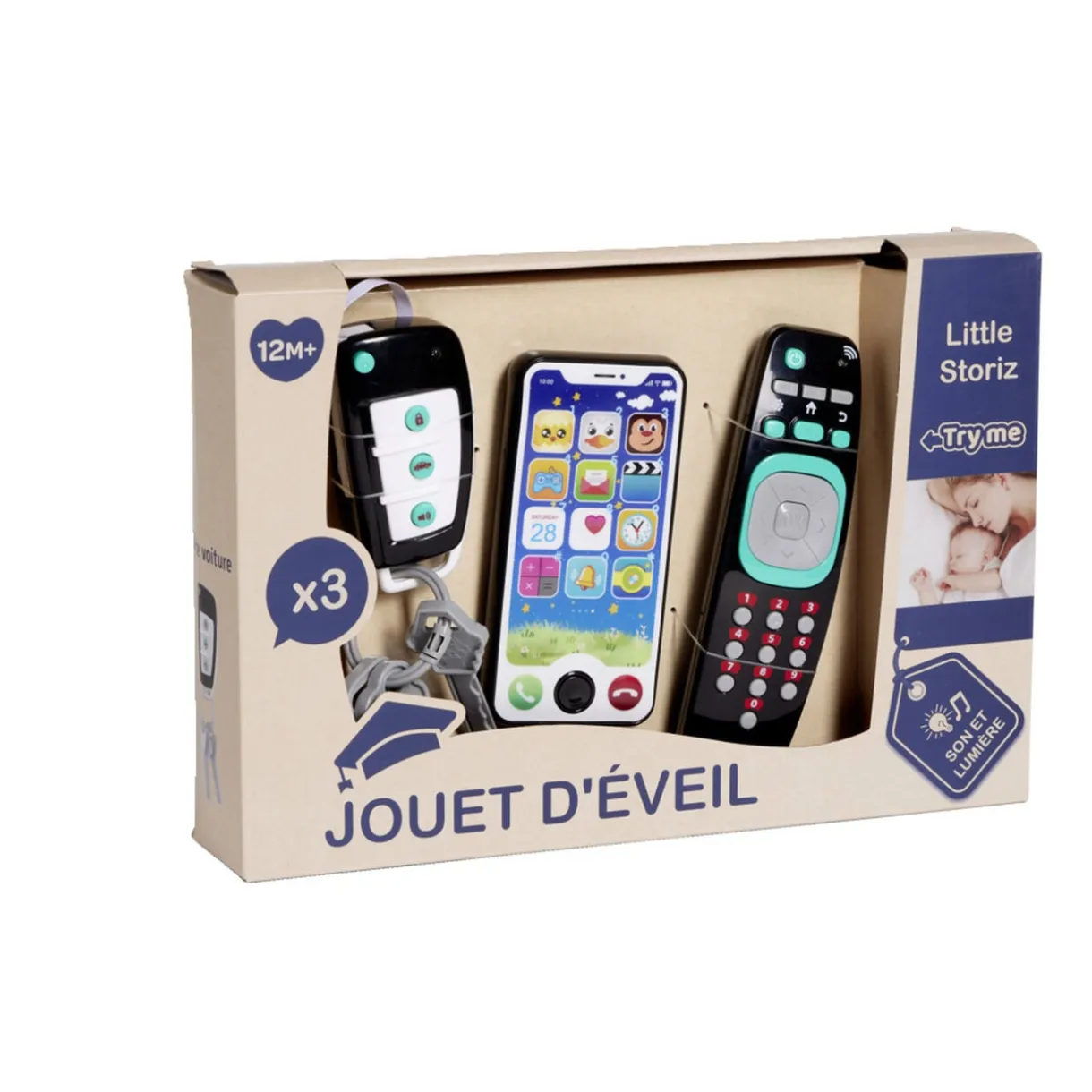 Jouet d'éveil électronique 3 pièces téléphone/télécommande/clé de voiture < Gifi Sale
