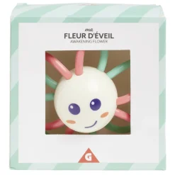Jouet 1er âge fleur éveil en plastique rouge et vert Ø10xH15cm