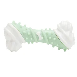 Jouet forme os pour chien à picots blanc et vert pastel L12,3cm