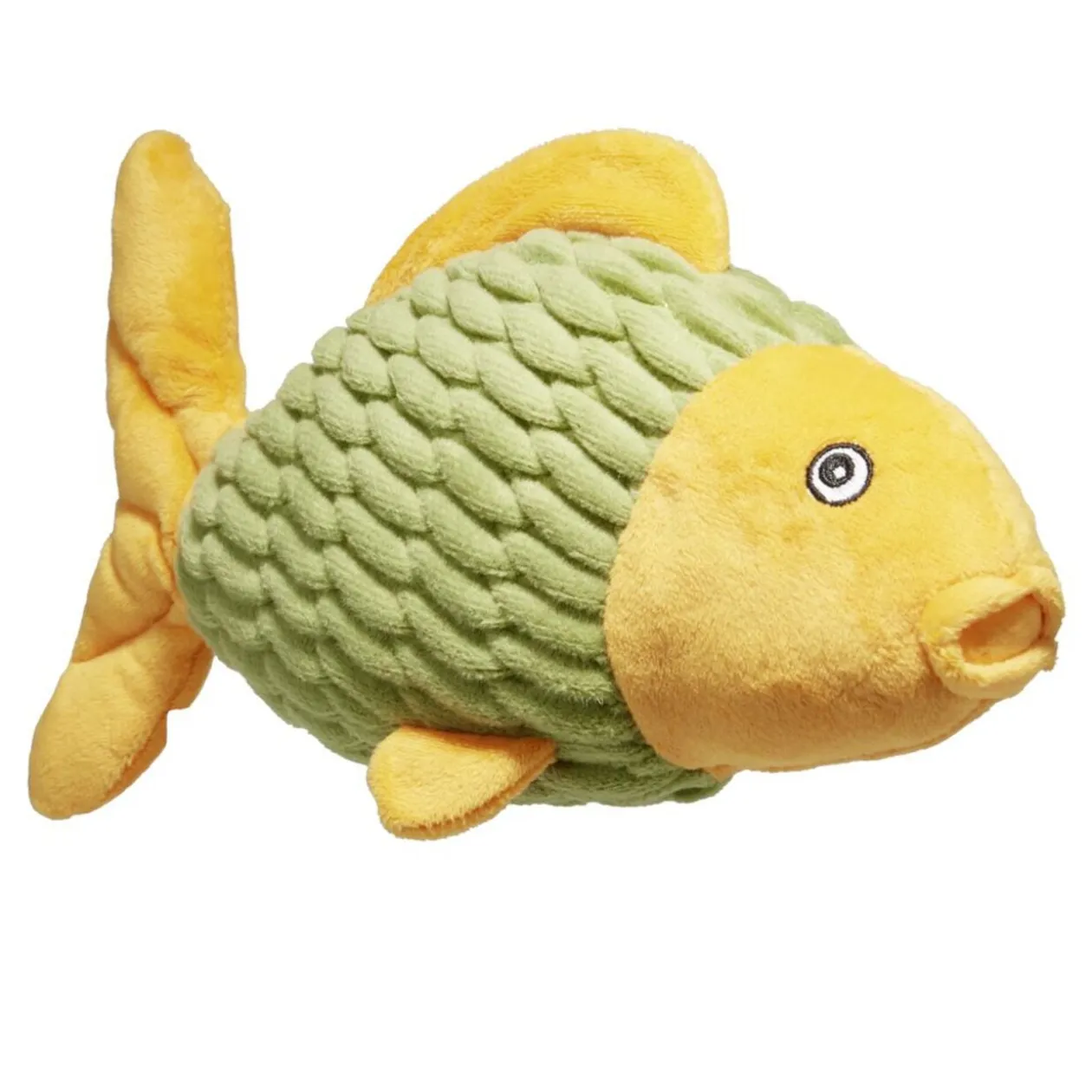 Jouet peluche pour chien poisson vert et jaune 15x25cm