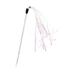 Jouet pour chat canne à pêche plastique L32cm (2 modèles multicolore ou transparent)