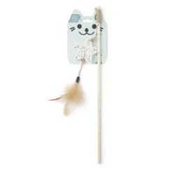 Jouet pour chat en bois avec plume et étoile L60cm