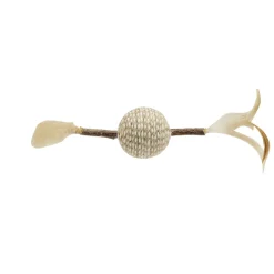 Jouet pour chat en jute avec plume L26cm (2 modèles souris ou balle)