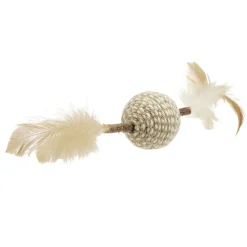 Jouet pour chat en jute avec plume L26cm (2 modèles souris ou balle)