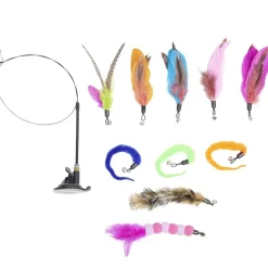 Jouet pour chat x10 avec plumes multicolores