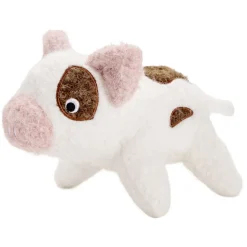 Jouet pour chien peluche fibre cochon blanc L28cm