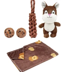 Jouet pour chien 5 pièces corde, balle, plaid, peluche écureuil marron 22x30x10cm < Gifi Clearance