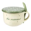 Jumbo bol à soupe 620ml avec cuillère Enjoy the moment vert et beige