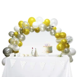 Kit arche à ballons or et argent 95 pièces