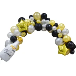 Kit arche de ballons noir doré argenté 5m