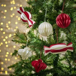 Kit décoration de Noël à suspendre en papier rouge et blanc 6 pièces