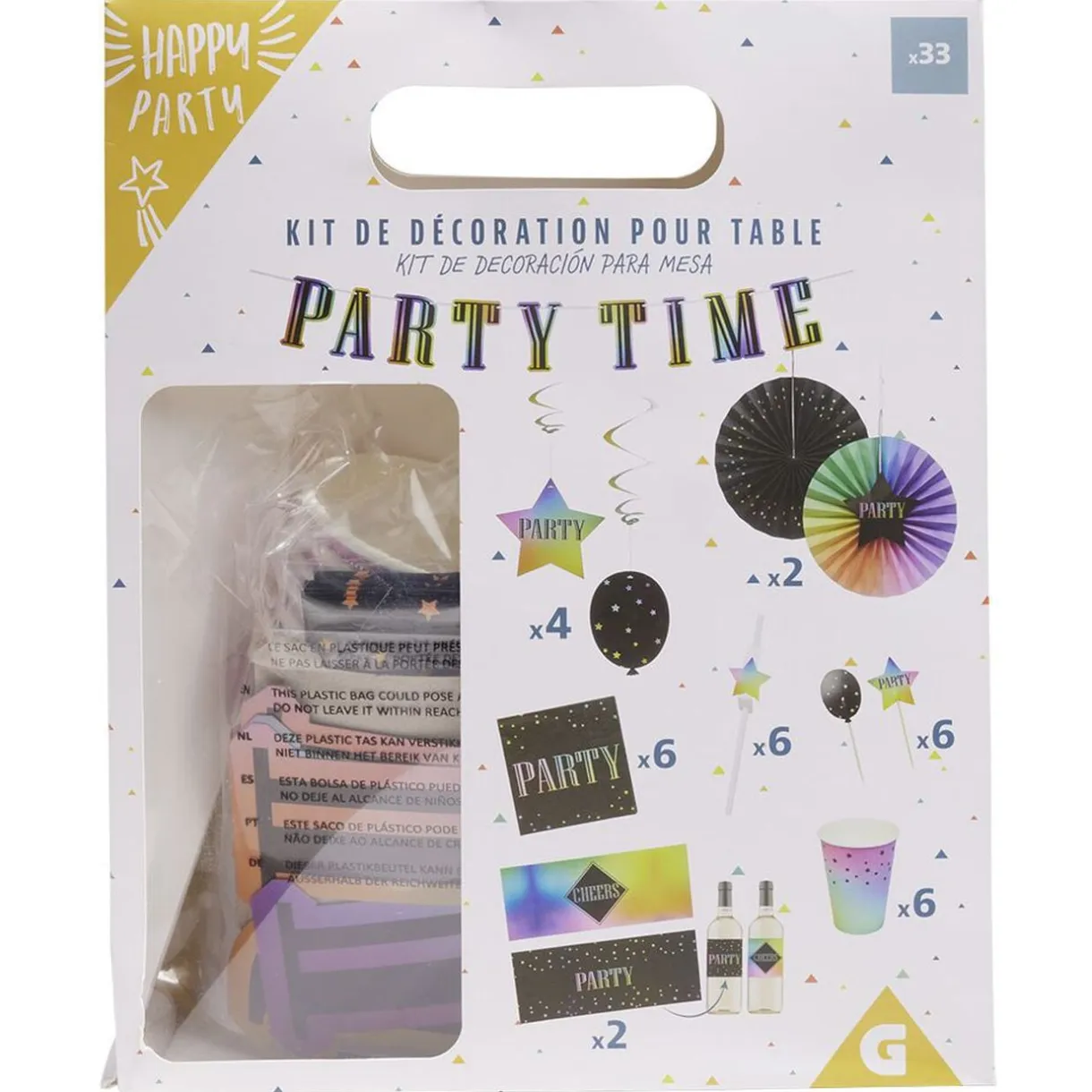Kit décoration et vaisselle jetable Party multicolore 6 personnes < Gifi Hot