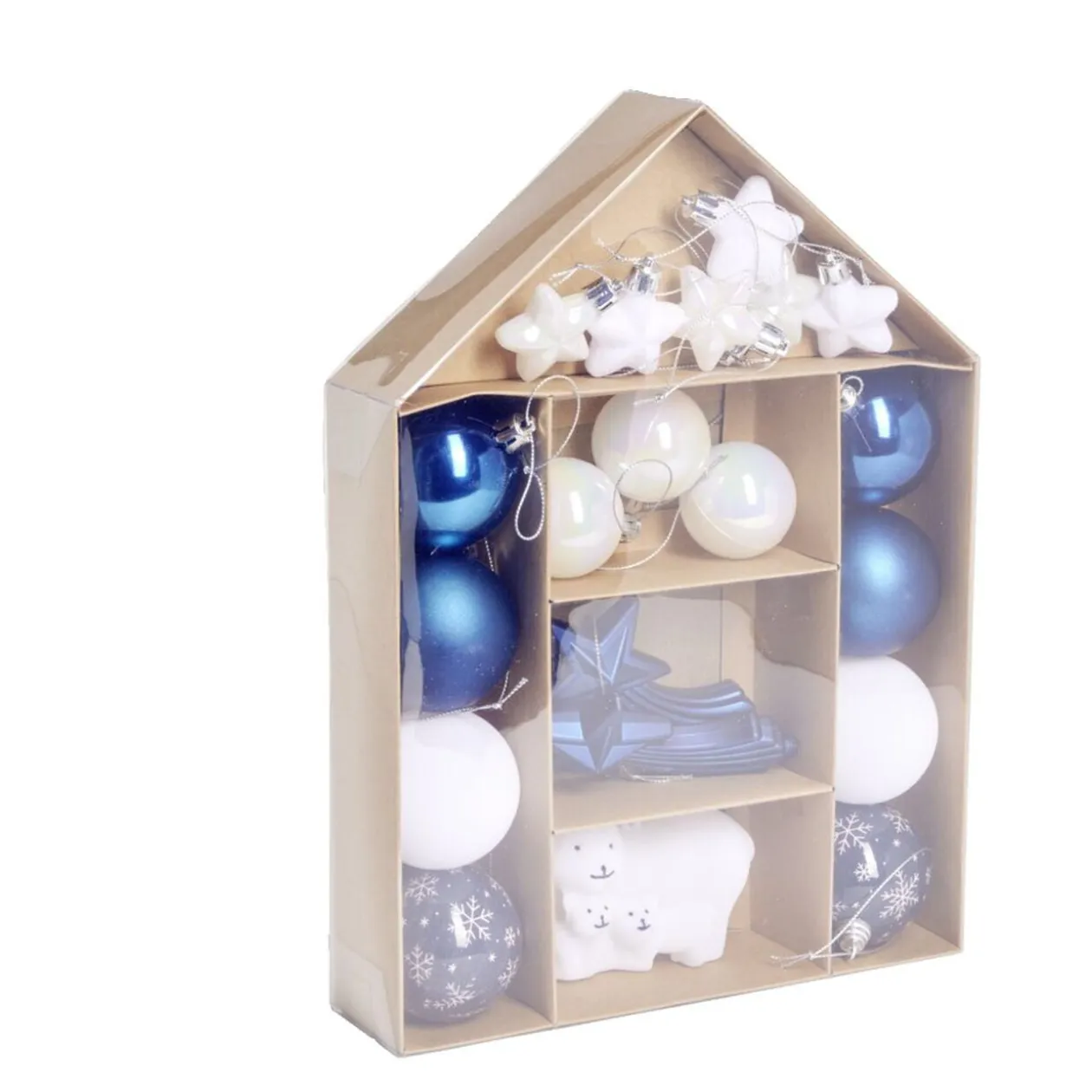 Kit décoration sapin de Noël boréal bleu et blanc 20 pièces