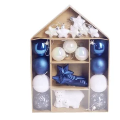 Kit décoration sapin de Noël boréal bleu et blanc 20 pièces
