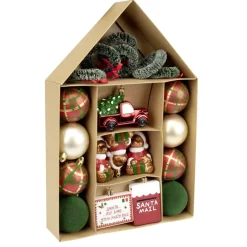Kit décoration sapin de Noël traditionnel rouge et vert 20 pièces