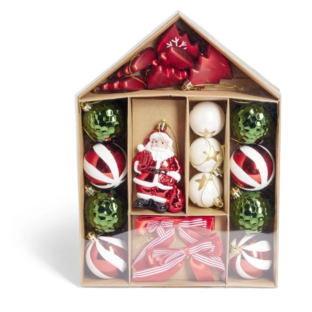 Kit décoration sapin de Noël traditionnel rouge et vert 20 pièces