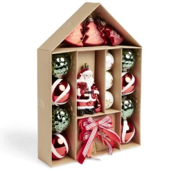 Kit décoration sapin de Noël traditionnel rouge et vert 20 pièces