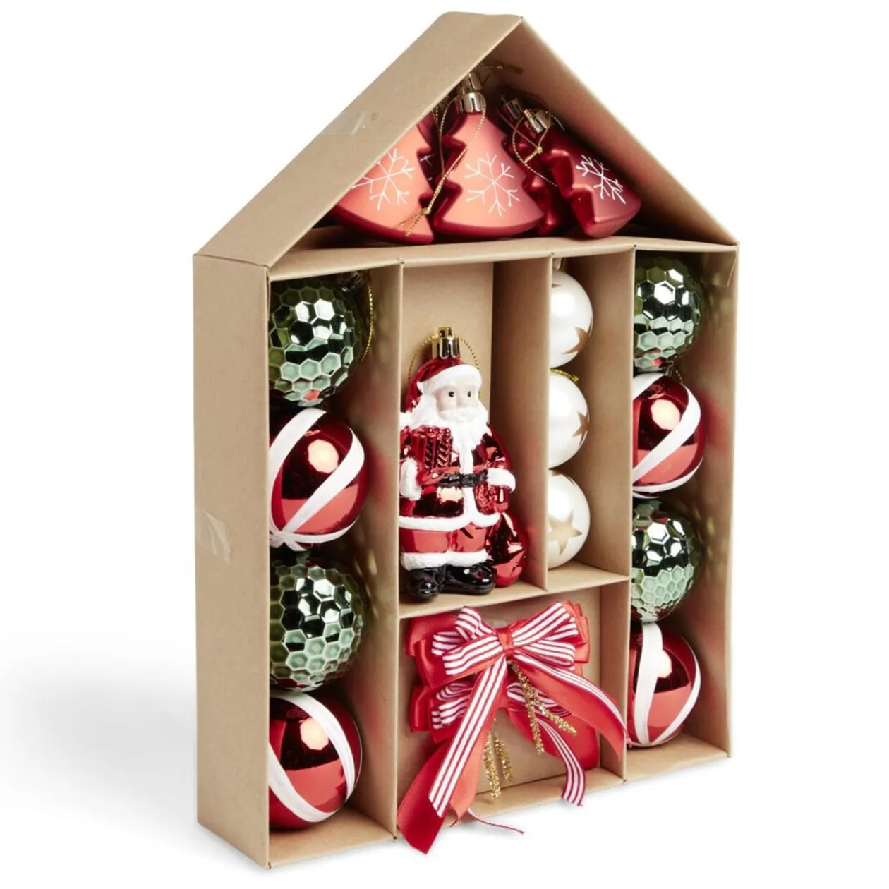 Kit décoration sapin de Noël traditionnel rouge et vert 20 pièces