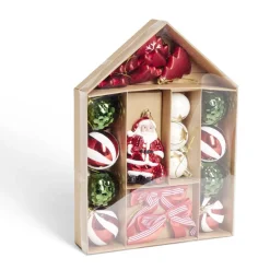 Kit décoration sapin de Noël traditionnel rouge et vert 20 pièces