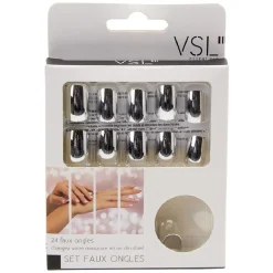 Kit de faux ongles en acrylique gris effet miroir