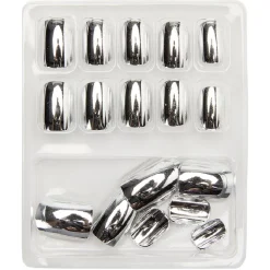 Kit de faux ongles en acrylique gris effet miroir